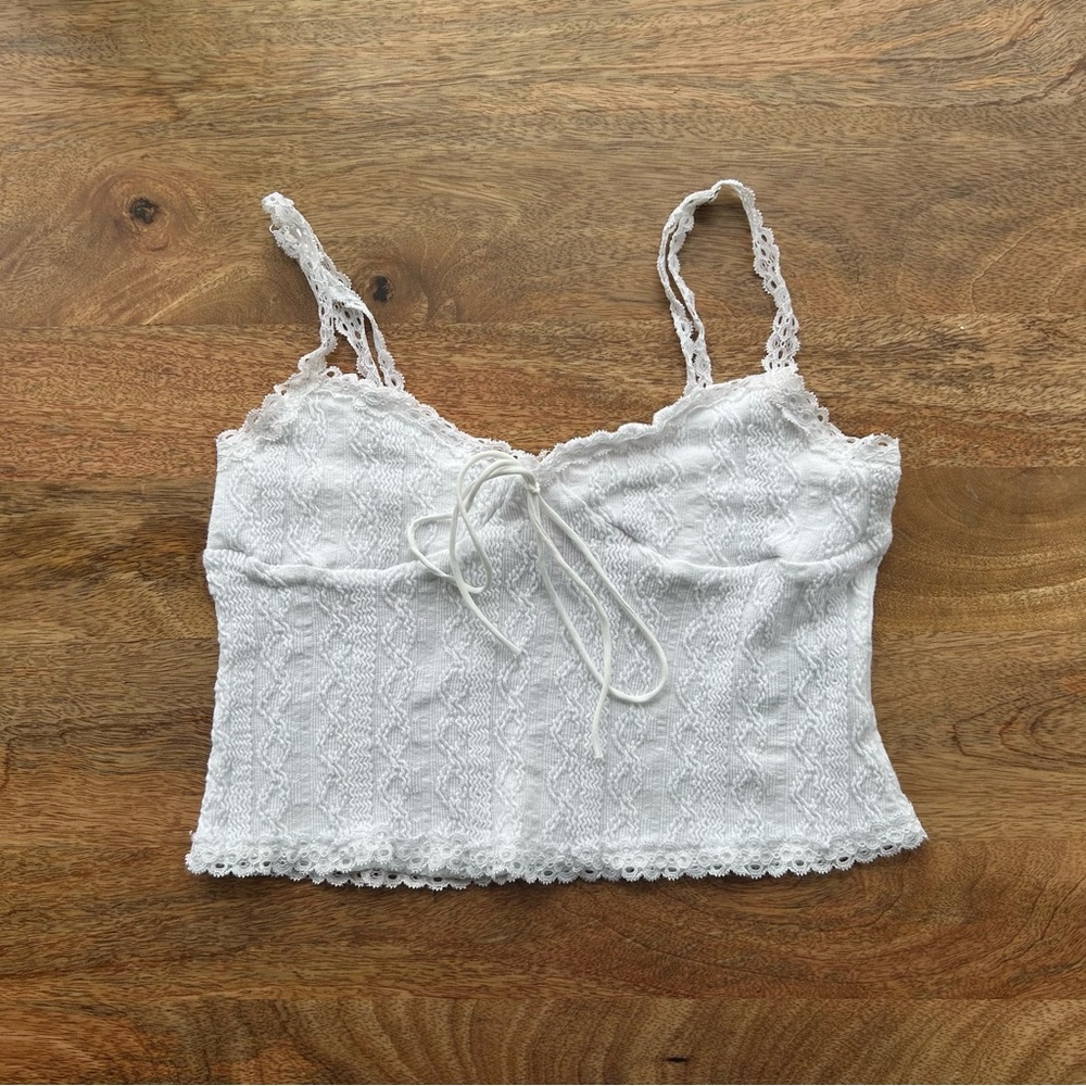 Edikted White Lacey Knit Tank Top